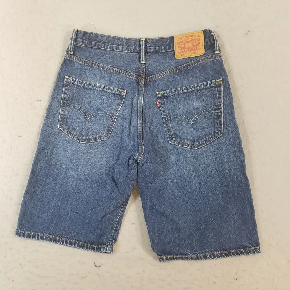 Levi's 569 shorts‎ men's 32x11 relaxed fit blue denim outdoor retro